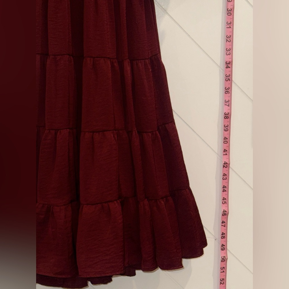 NWT Gibson Latimer Berry Long Sleeve Wrap Tiered Maxi Dress Size: Medium - Picture 9 of 9